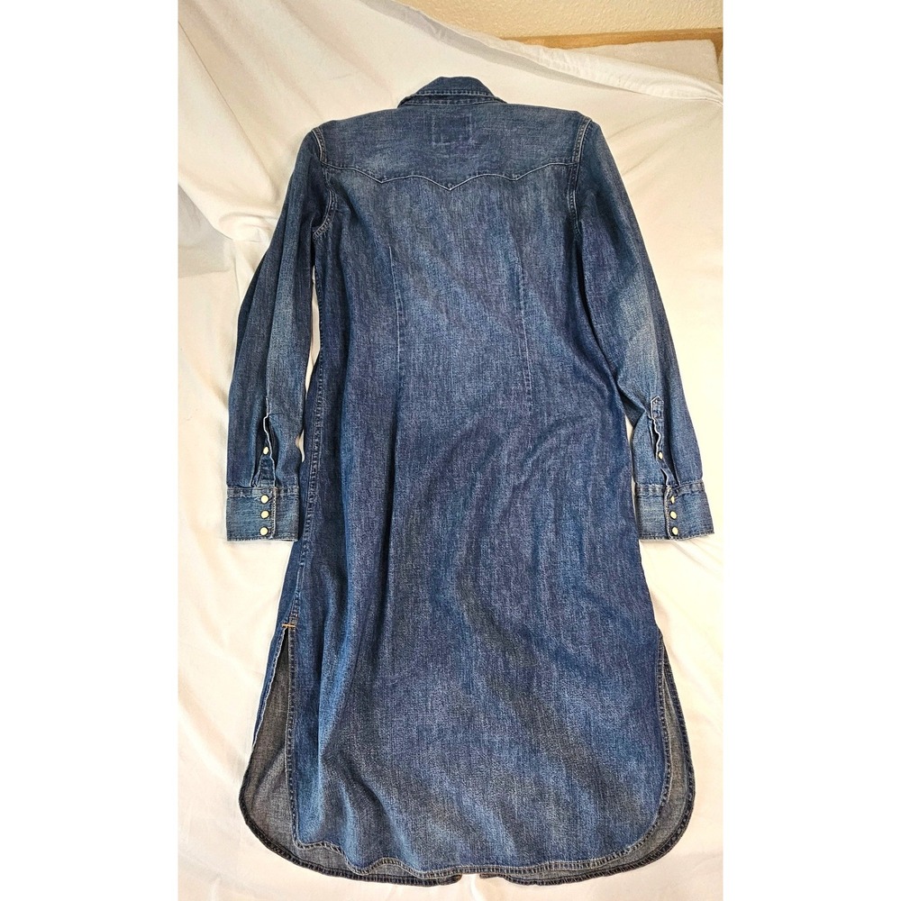 Polo Ralph Lauren Womens Western Denim Midi Dress LG Snap Front Blue Medium Wash - Picture 2 of 7